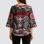 Essendon Bombers Kimono Sleeve Blouse Aboriginal Dot Pattern - Football Mascot Heritage Pride