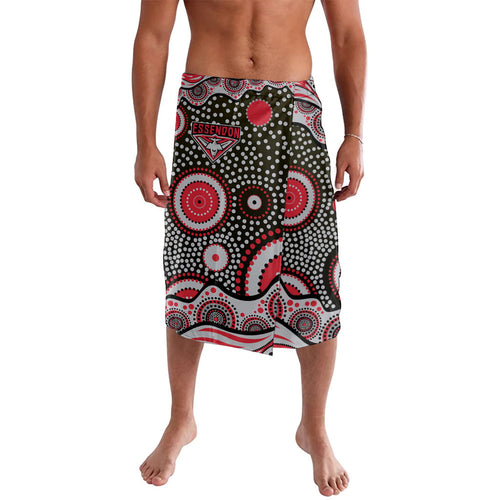 Essendon Bombers Lavalava Aboriginal Dot Pattern - Football Mascot Heritage Pride
