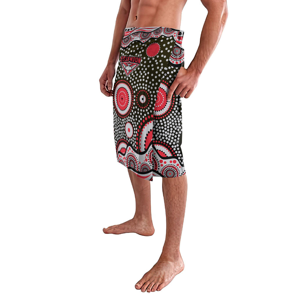 Essendon Bombers Lavalava Aboriginal Dot Pattern - Football Mascot Heritage Pride