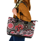 Essendon Bombers Leather Tote Bag Aboriginal Dot Pattern - Football Mascot Heritage Pride