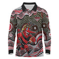Essendon Bombers Long Sleeve Polo Shirt Aboriginal Dot Pattern - Football Mascot Heritage Pride
