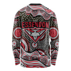 Essendon Bombers Long Sleeve Shirt Aboriginal Dot Pattern - Football Mascot Heritage Pride