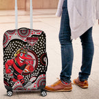 Essendon Bombers Luggage Cover Aboriginal Dot Pattern - Football Mascot Heritage Pride