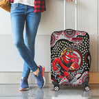 Essendon Bombers Luggage Cover Aboriginal Dot Pattern - Football Mascot Heritage Pride
