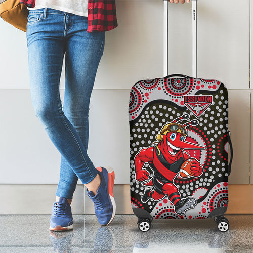 Essendon Bombers Luggage Cover Aboriginal Dot Pattern - Football Mascot Heritage Pride