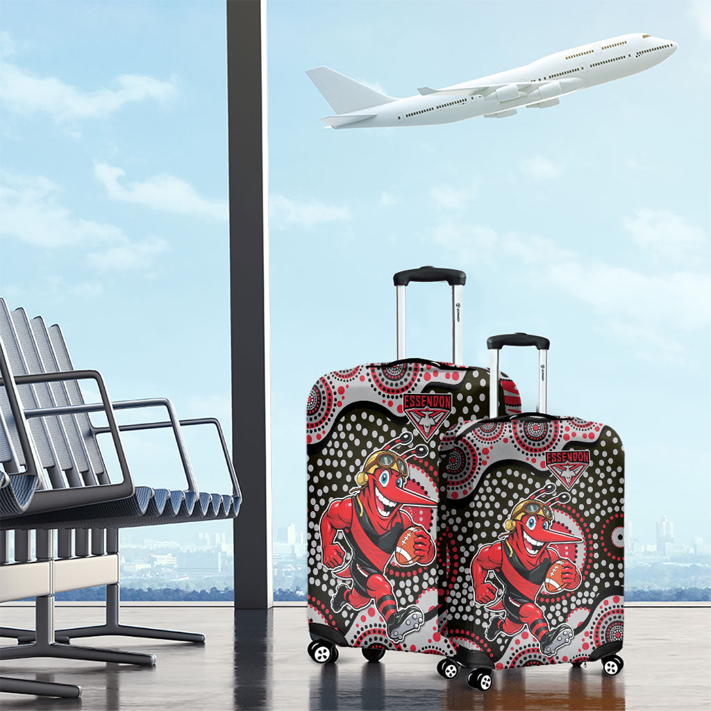Essendon Bombers Luggage Cover Aboriginal Dot Pattern - Football Mascot Heritage Pride