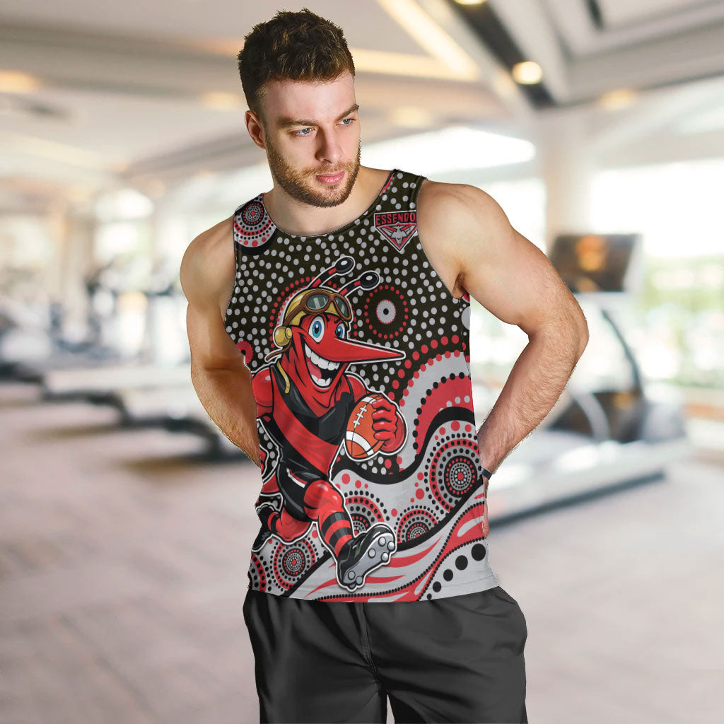 Essendon Bombers Men Tank Top Aboriginal Dot Pattern - Football Mascot Heritage Pride