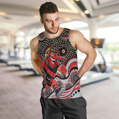 Essendon Bombers Men Tank Top Aboriginal Dot Pattern - Football Mascot Heritage Pride