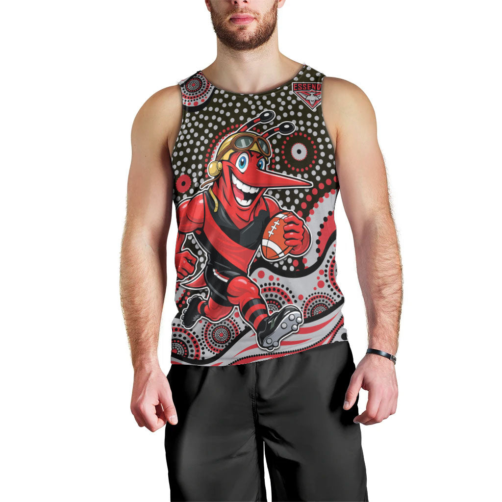 Essendon Bombers Men Tank Top Aboriginal Dot Pattern - Football Mascot Heritage Pride