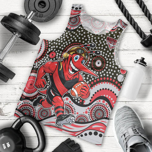 Essendon Bombers Men Tank Top Aboriginal Dot Pattern - Football Mascot Heritage Pride