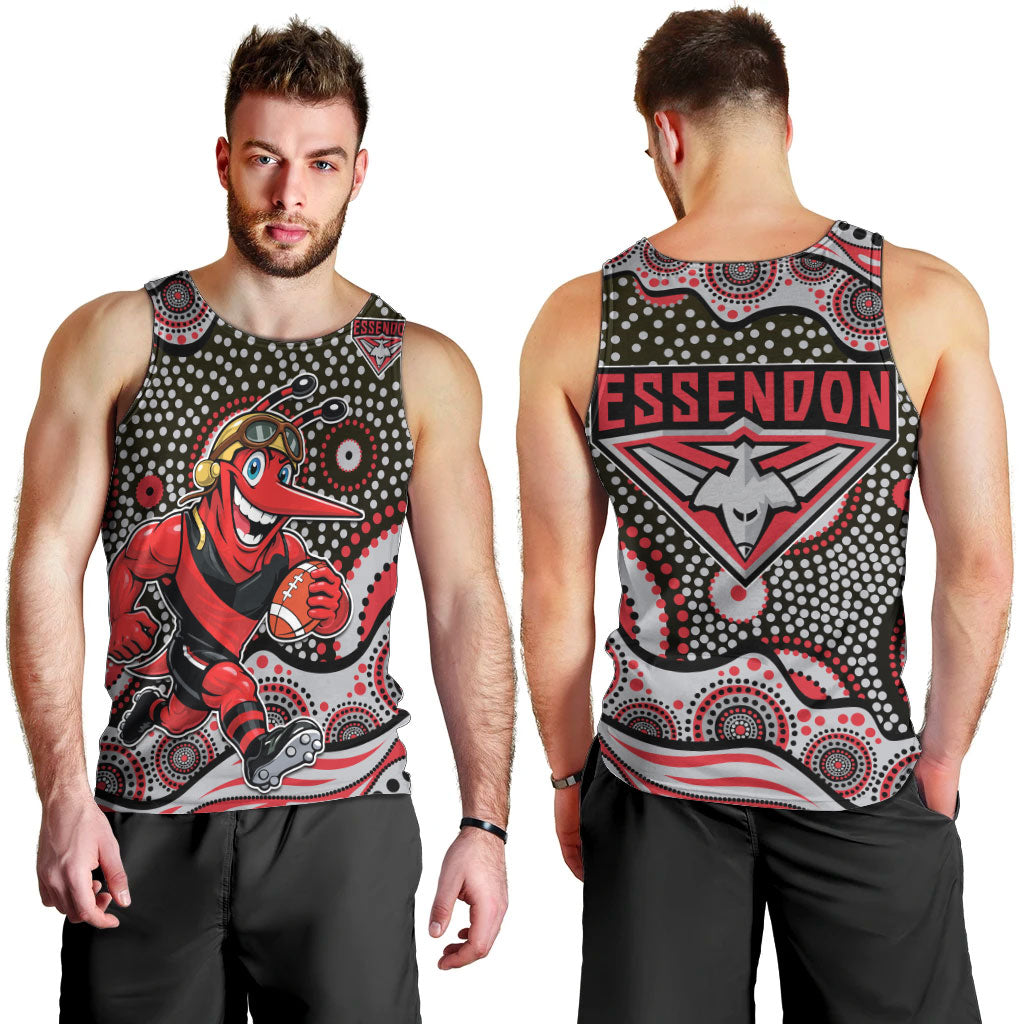 Essendon Bombers Men Tank Top Aboriginal Dot Pattern - Football Mascot Heritage Pride
