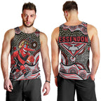 Essendon Bombers Men Tank Top Aboriginal Dot Pattern - Football Mascot Heritage Pride