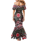 Essendon Bombers Mermaid Dress Aboriginal Dot Pattern - Football Mascot Heritage Pride