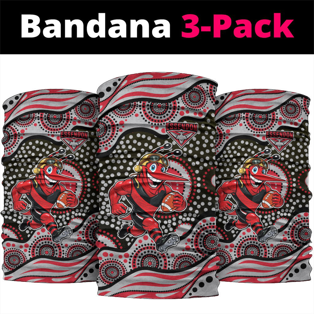 Essendon Bombers Neck Gaiter Aboriginal Dot Pattern - Football Mascot Heritage Pride
