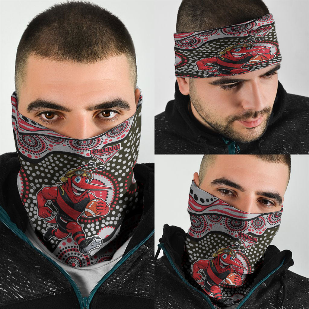 Essendon Bombers Neck Gaiter Aboriginal Dot Pattern - Football Mascot Heritage Pride