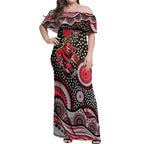 Essendon Bombers Off Shoulder Maxi Dress Aboriginal Dot Pattern - Football Mascot Heritage Pride