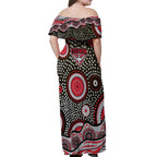 Essendon Bombers Off Shoulder Maxi Dress Aboriginal Dot Pattern - Football Mascot Heritage Pride
