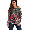 Essendon Bombers Off Shoulder Sweater Aboriginal Dot Pattern - Football Mascot Heritage Pride