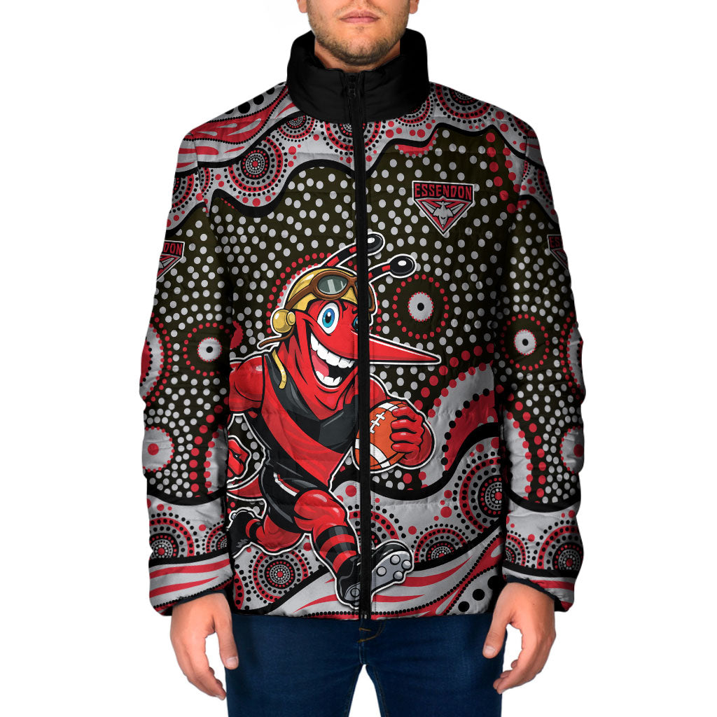 Essendon Bombers Padded Jacket Aboriginal Dot Pattern - Football Mascot Heritage Pride