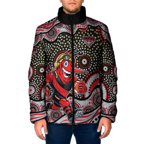 Essendon Bombers Padded Jacket Aboriginal Dot Pattern - Football Mascot Heritage Pride
