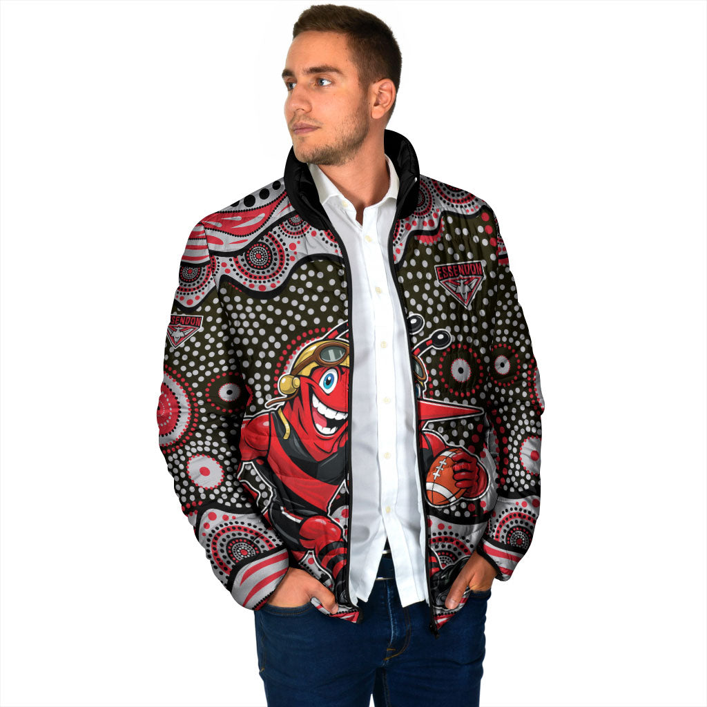 Essendon Bombers Padded Jacket Aboriginal Dot Pattern - Football Mascot Heritage Pride