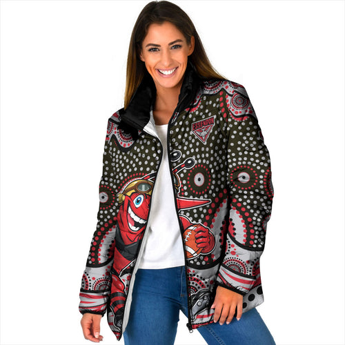 Essendon Bombers Padded Jacket Aboriginal Dot Pattern - Football Mascot Heritage Pride