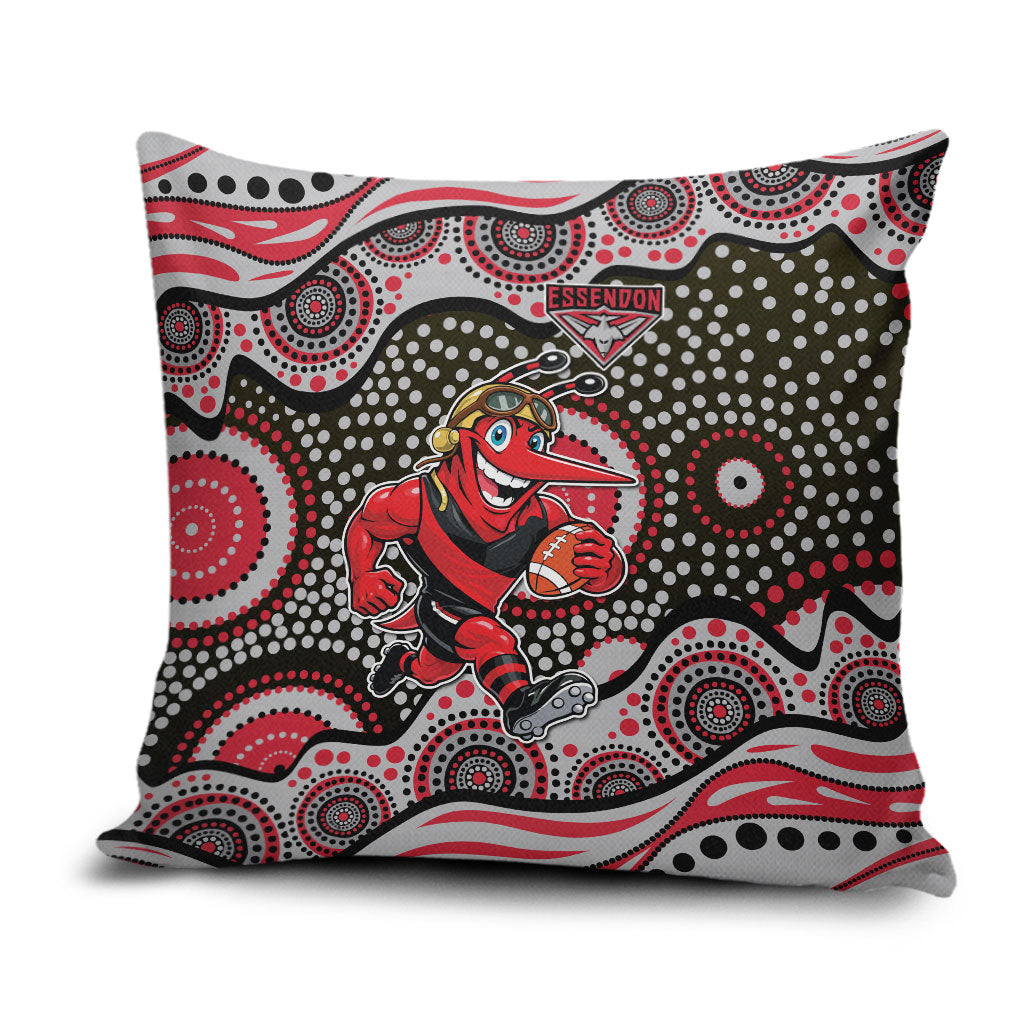 Essendon Bombers Pillow Cover Aboriginal Dot Pattern - Football Mascot Heritage Pride