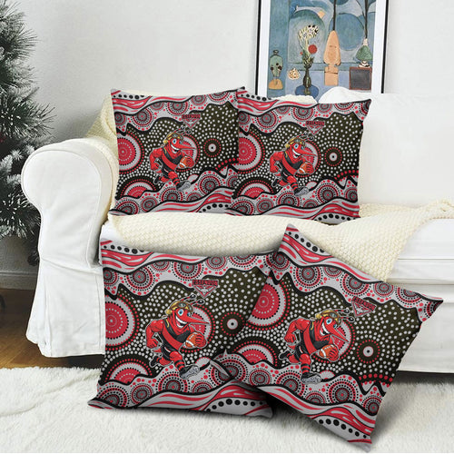 Essendon Bombers Pillow Cover Aboriginal Dot Pattern - Football Mascot Heritage Pride