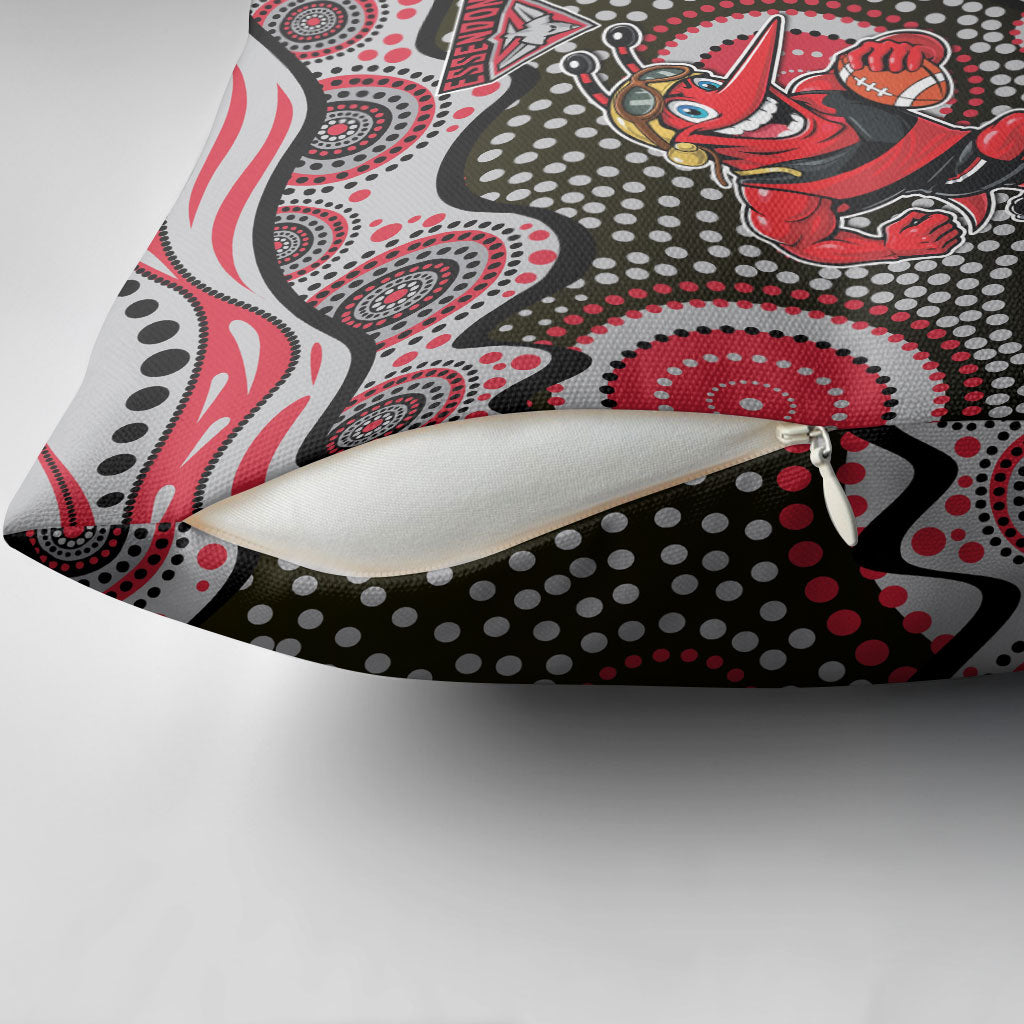 Essendon Bombers Pillow Cover Aboriginal Dot Pattern - Football Mascot Heritage Pride