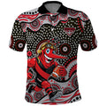 Essendon Bombers Polo Shirt Aboriginal Dot Pattern - Football Mascot Heritage Pride