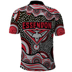 Essendon Bombers Polo Shirt Aboriginal Dot Pattern - Football Mascot Heritage Pride