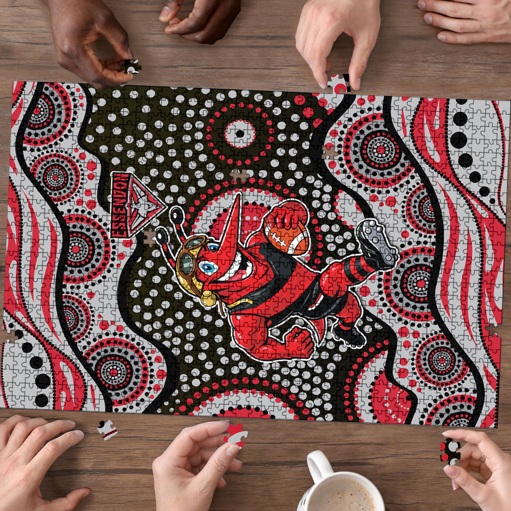 Essendon Bombers Puzzle Aboriginal Dot Pattern - Football Mascot Heritage Pride