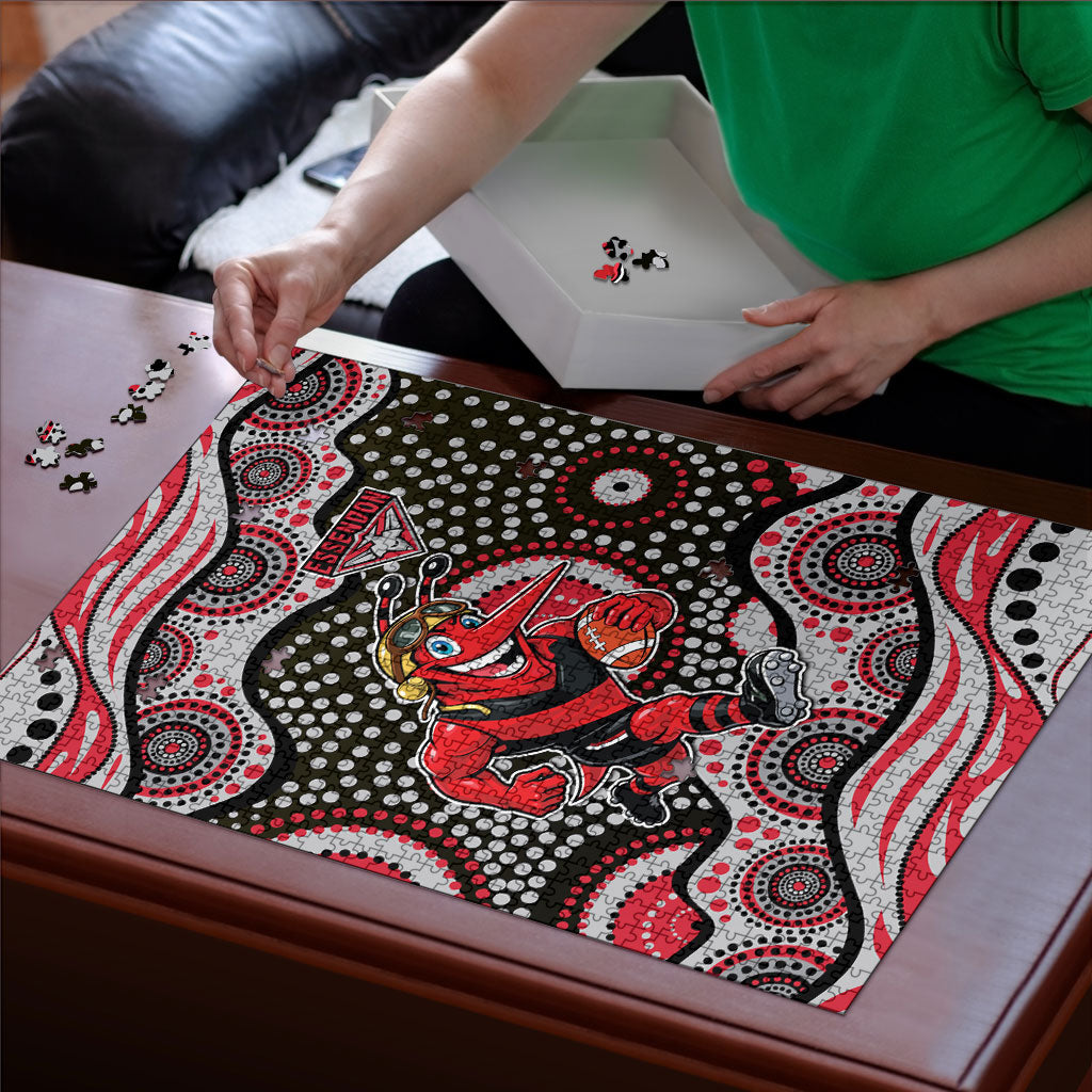 Essendon Bombers Puzzle Aboriginal Dot Pattern - Football Mascot Heritage Pride