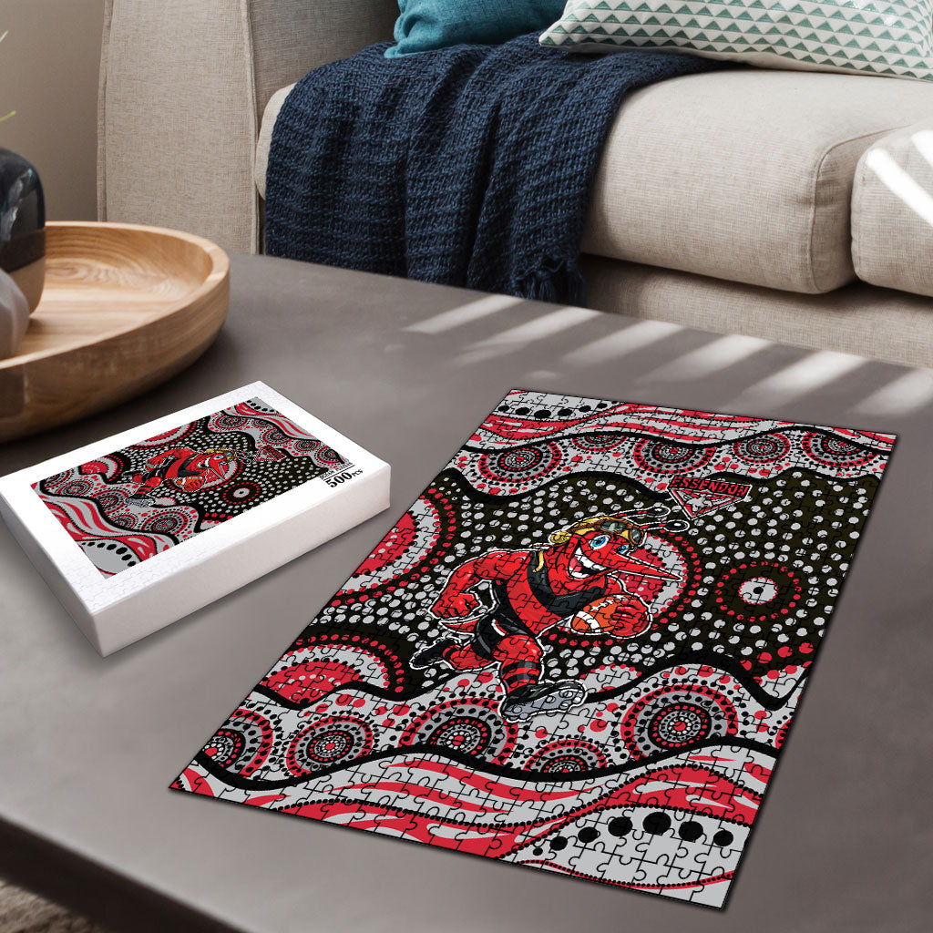 Essendon Bombers Puzzle Aboriginal Dot Pattern - Football Mascot Heritage Pride