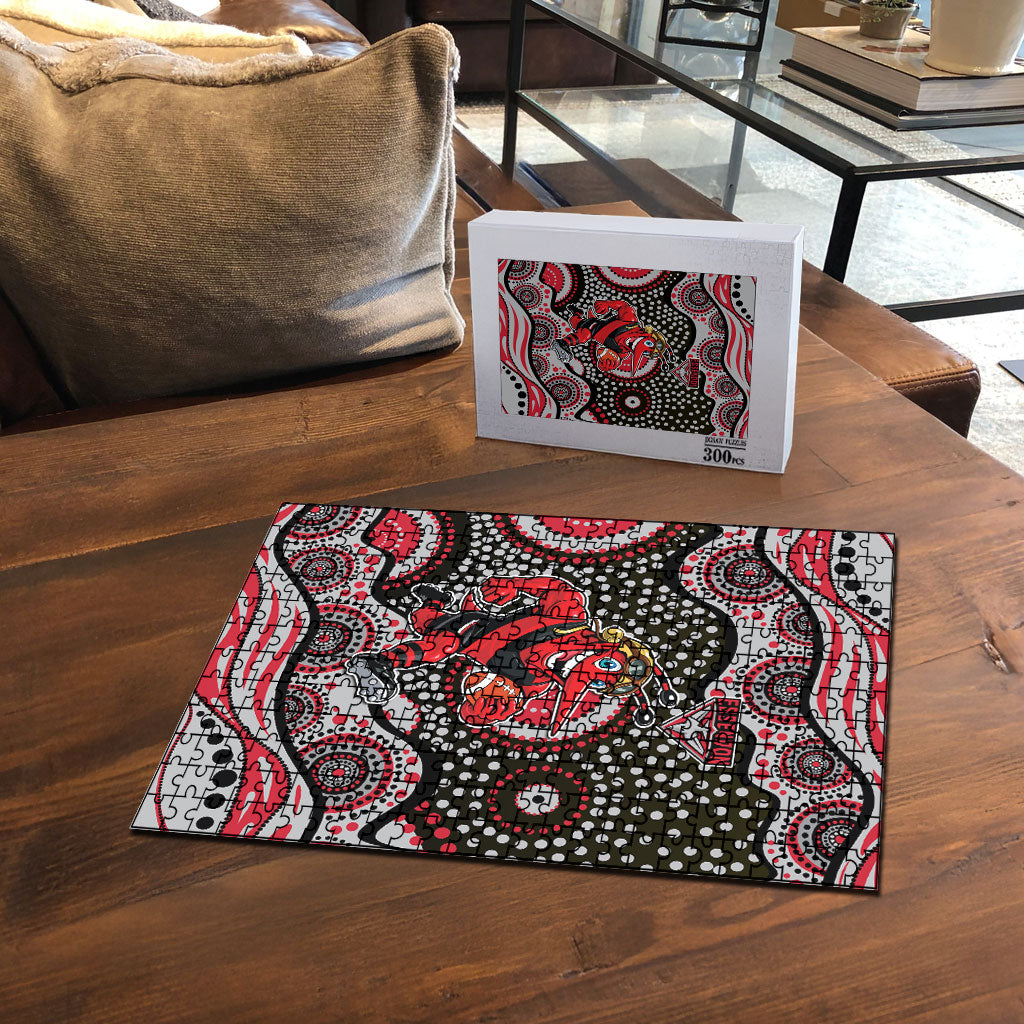 Essendon Bombers Puzzle Aboriginal Dot Pattern - Football Mascot Heritage Pride