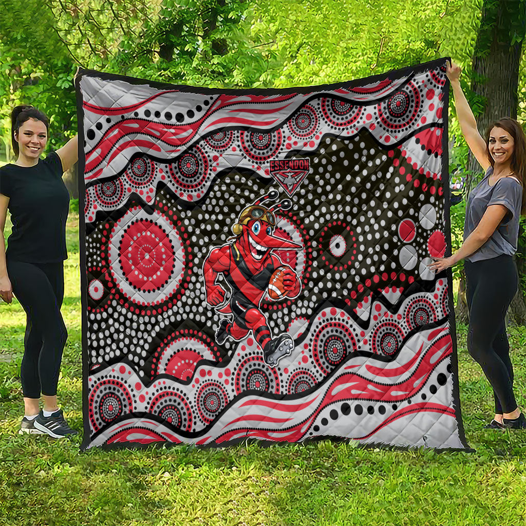 Essendon Bombers Quilt Aboriginal Dot Pattern - Football Mascot Heritage Pride