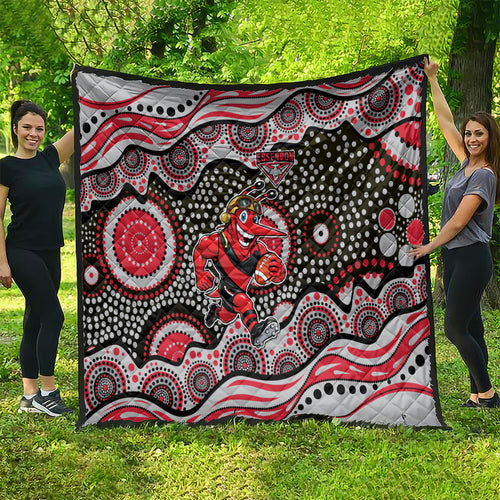 Essendon Bombers Quilt Aboriginal Dot Pattern - Football Mascot Heritage Pride