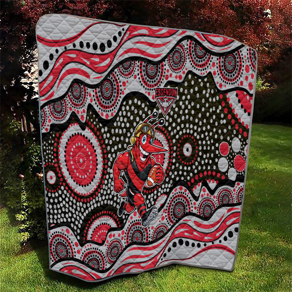 Essendon Bombers Quilt Aboriginal Dot Pattern - Football Mascot Heritage Pride