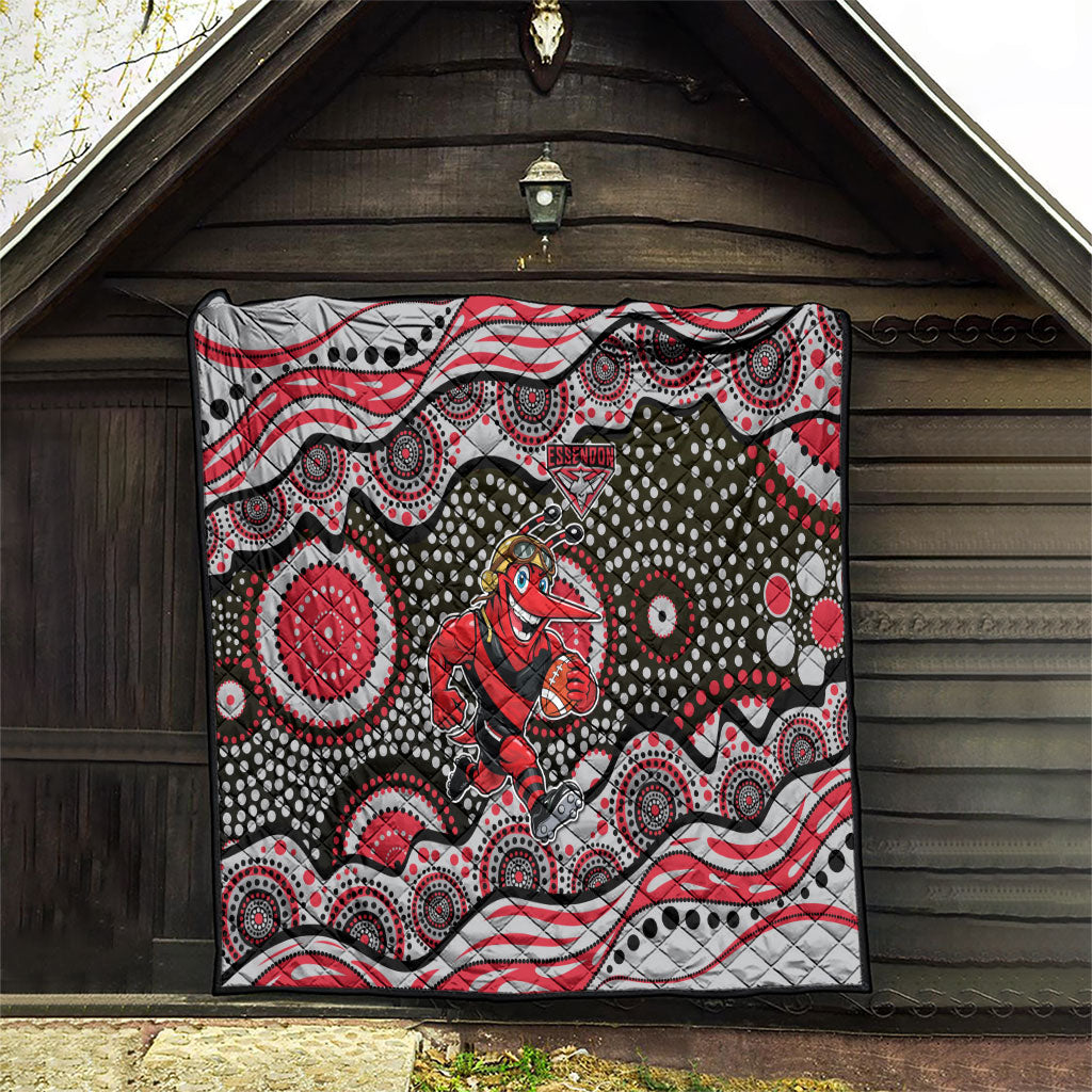 Essendon Bombers Quilt Aboriginal Dot Pattern - Football Mascot Heritage Pride