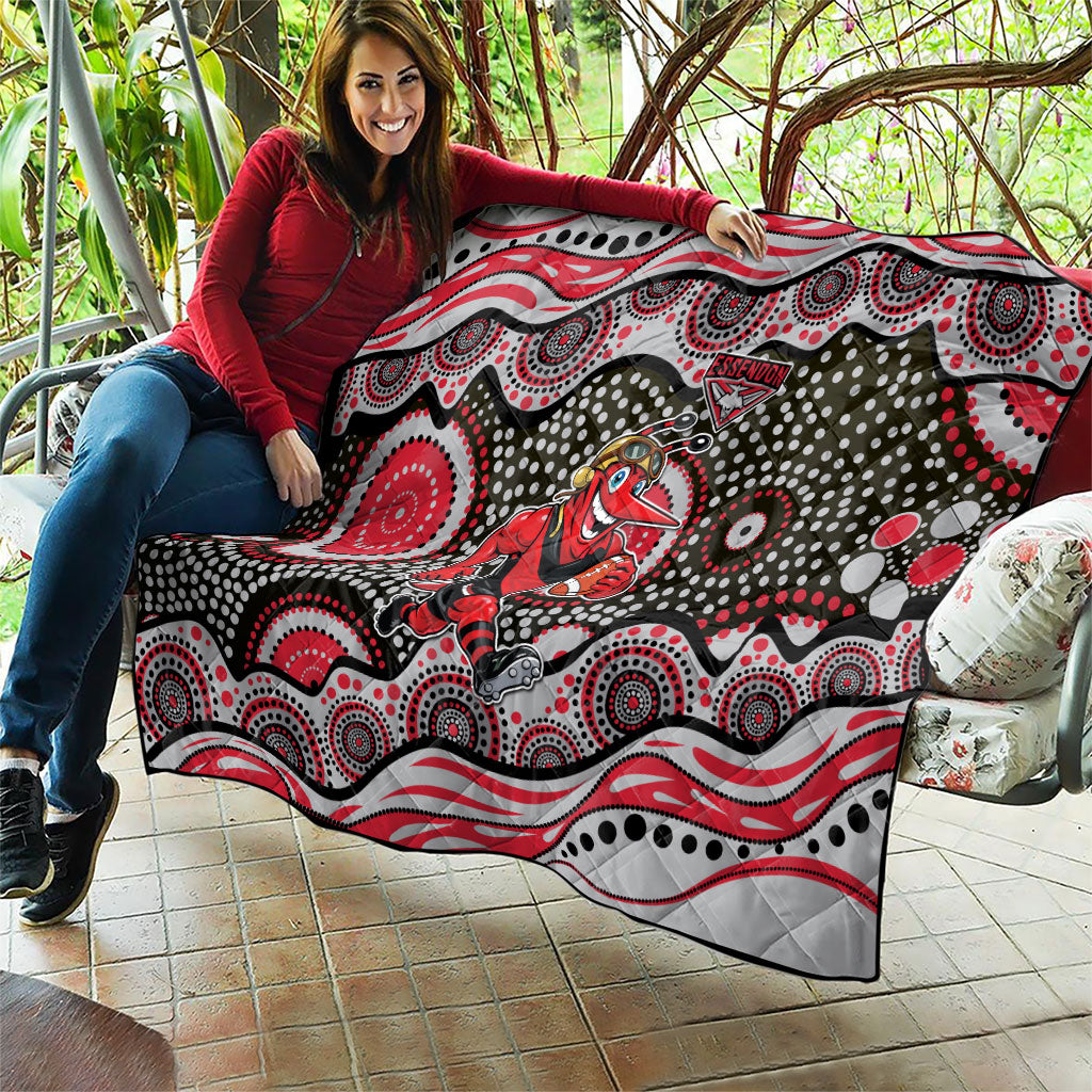 Essendon Bombers Quilt Aboriginal Dot Pattern - Football Mascot Heritage Pride