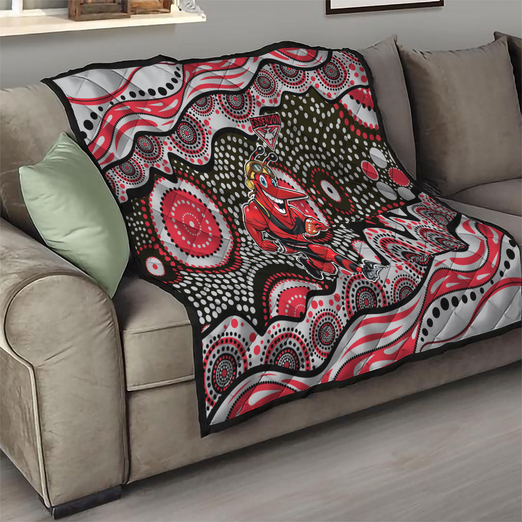 Essendon Bombers Quilt Aboriginal Dot Pattern - Football Mascot Heritage Pride