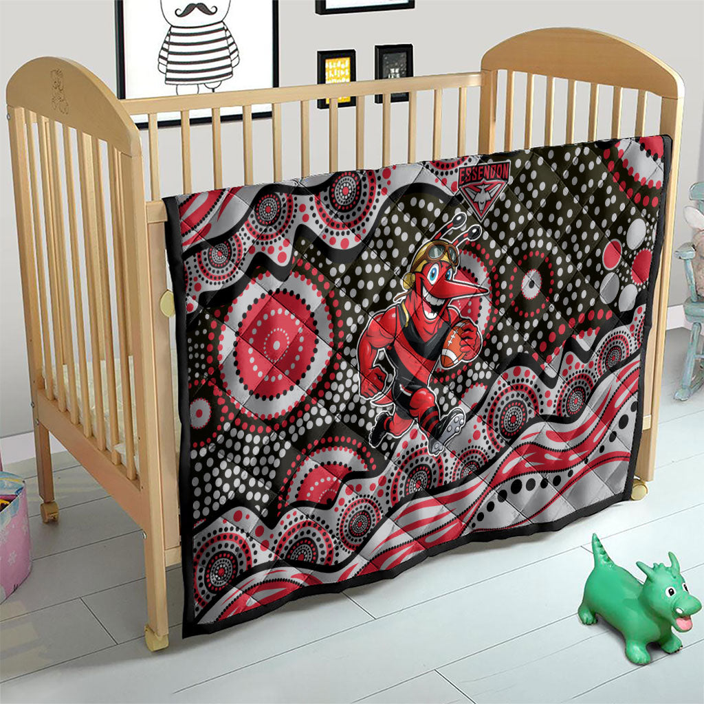 Essendon Bombers Quilt Aboriginal Dot Pattern - Football Mascot Heritage Pride