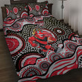 Essendon Bombers Quilt Bed Set Aboriginal Dot Pattern - Football Mascot Heritage Pride