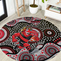 Essendon Bombers Round Carpet Aboriginal Dot Pattern - Football Mascot Heritage Pride