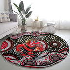 Essendon Bombers Round Carpet Aboriginal Dot Pattern - Football Mascot Heritage Pride