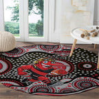 Essendon Bombers Round Carpet Aboriginal Dot Pattern - Football Mascot Heritage Pride