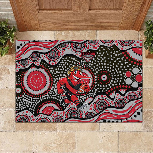 Essendon Bombers Rubber Doormat Aboriginal Dot Pattern - Football Mascot Heritage Pride