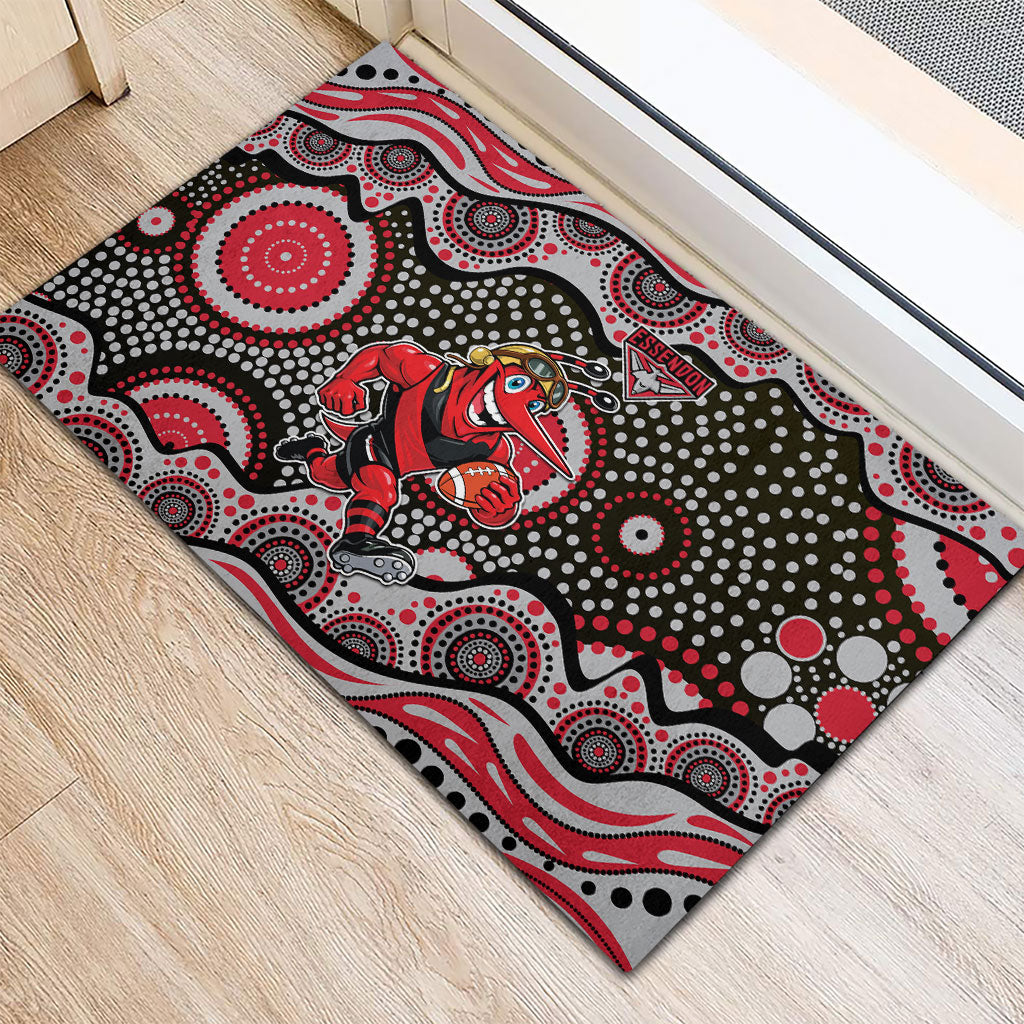 Essendon Bombers Rubber Doormat Aboriginal Dot Pattern - Football Mascot Heritage Pride