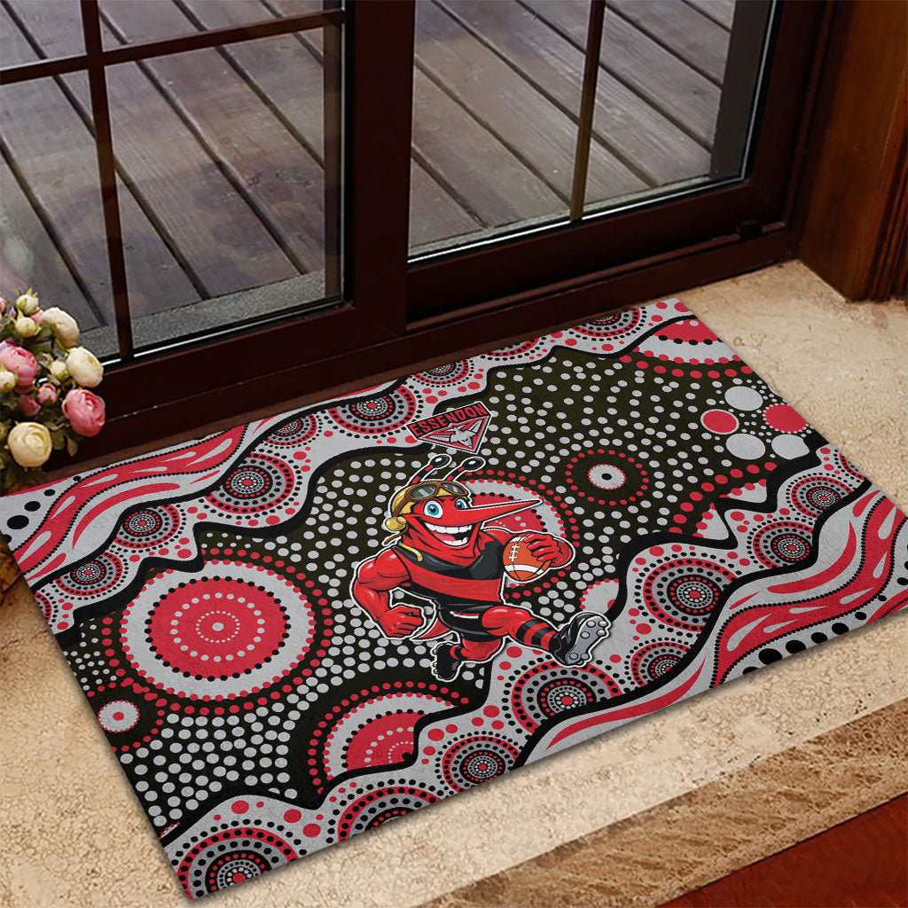 Essendon Bombers Rubber Doormat Aboriginal Dot Pattern - Football Mascot Heritage Pride