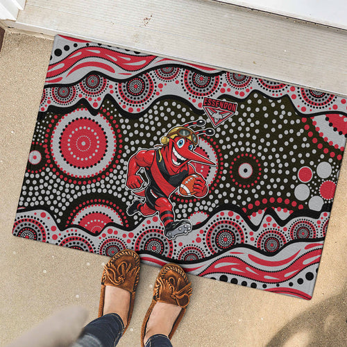 Essendon Bombers Rubber Doormat Aboriginal Dot Pattern - Football Mascot Heritage Pride